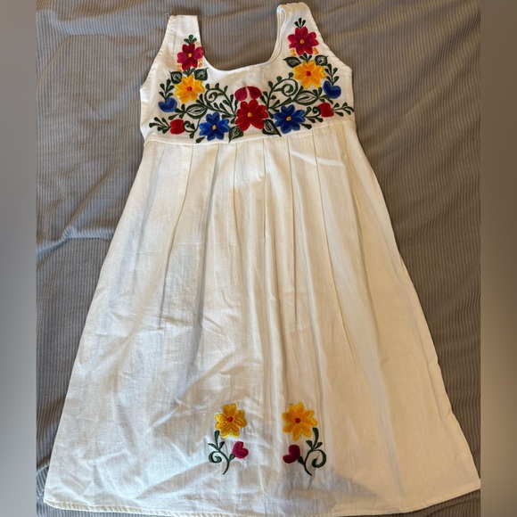 Other - NWOT Floral Embroidered Girls Dress - White with Multicolor Flowers
